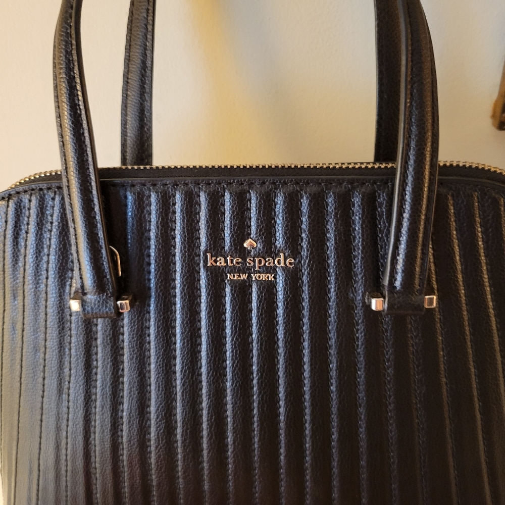 Kate Spade Patterson Drive Quilted Dome Satchel In Black. With Crossbody. - Picture 2 of 7